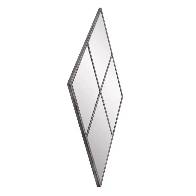 Specchio da parete a forma di diamante da 35,5" x 23,5" con cornice in metallo a finestra