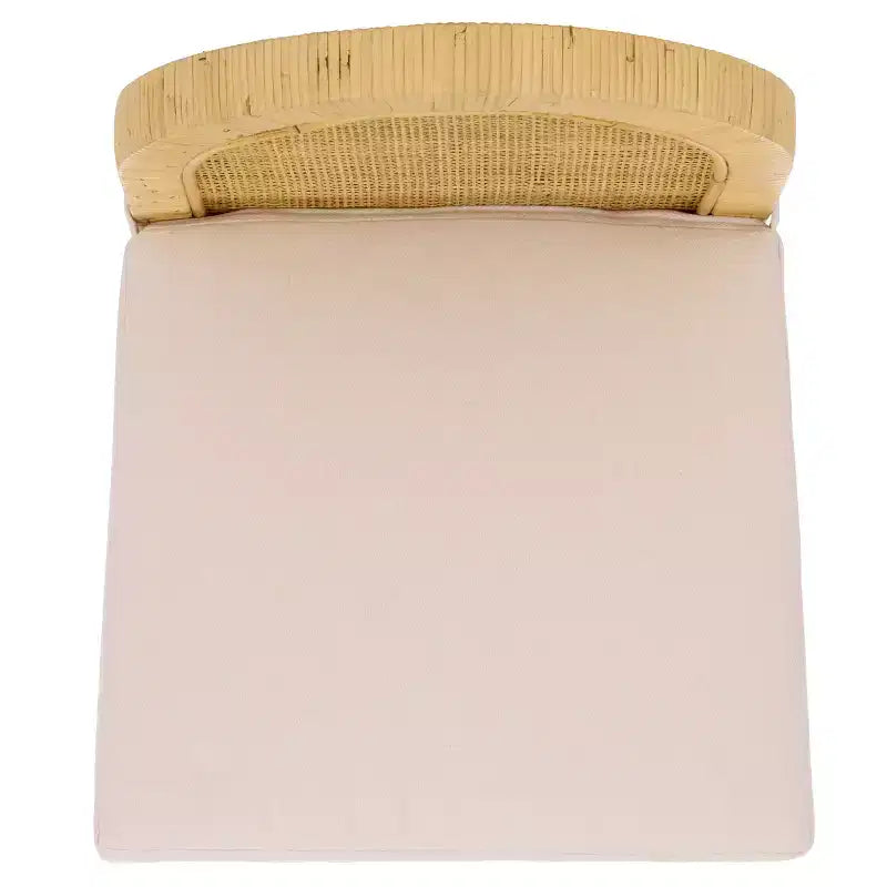 Sgabello da bancone con schienale arrotondato in canna d'India - Naturale e Bianco
