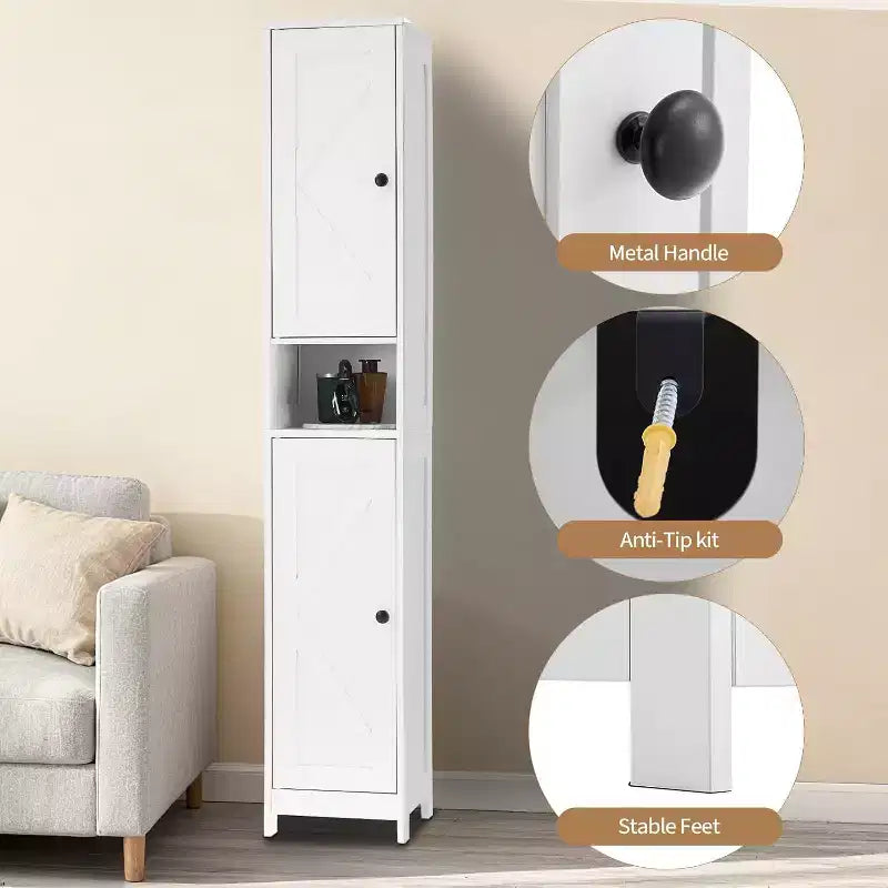 Mobile Contenitore Alto e Stretto con Ripiani Regolabili - 170 cm