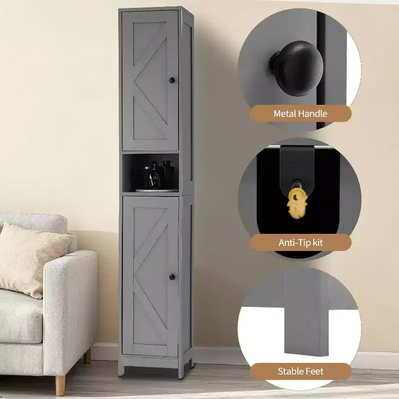 Mobile Contenitore Alto e Stretto con Ripiani Regolabili - 170 cm