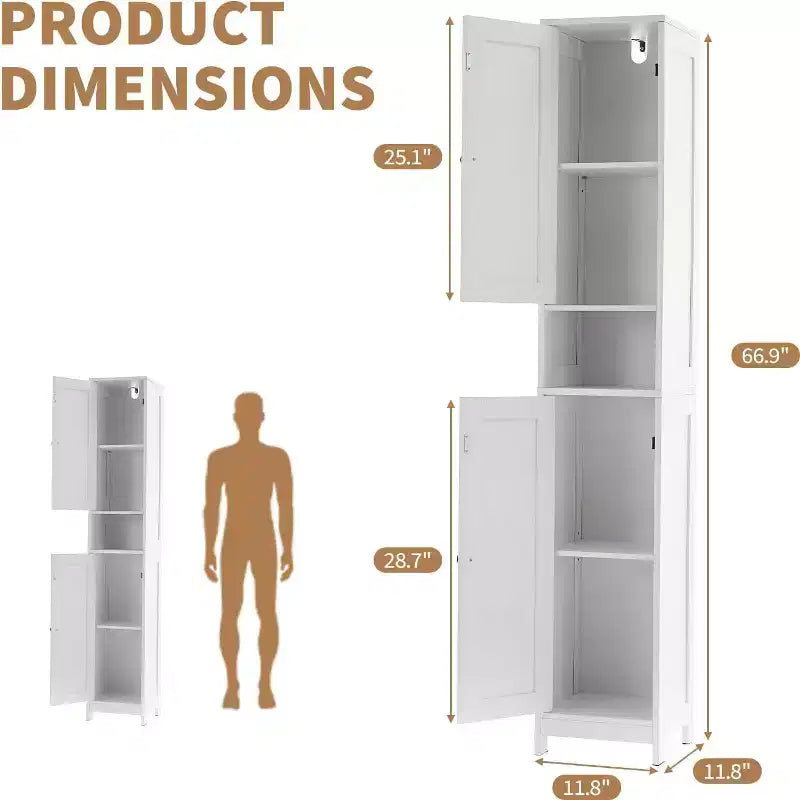Mobile Contenitore Alto e Stretto con Ripiani Regolabili - 170 cm