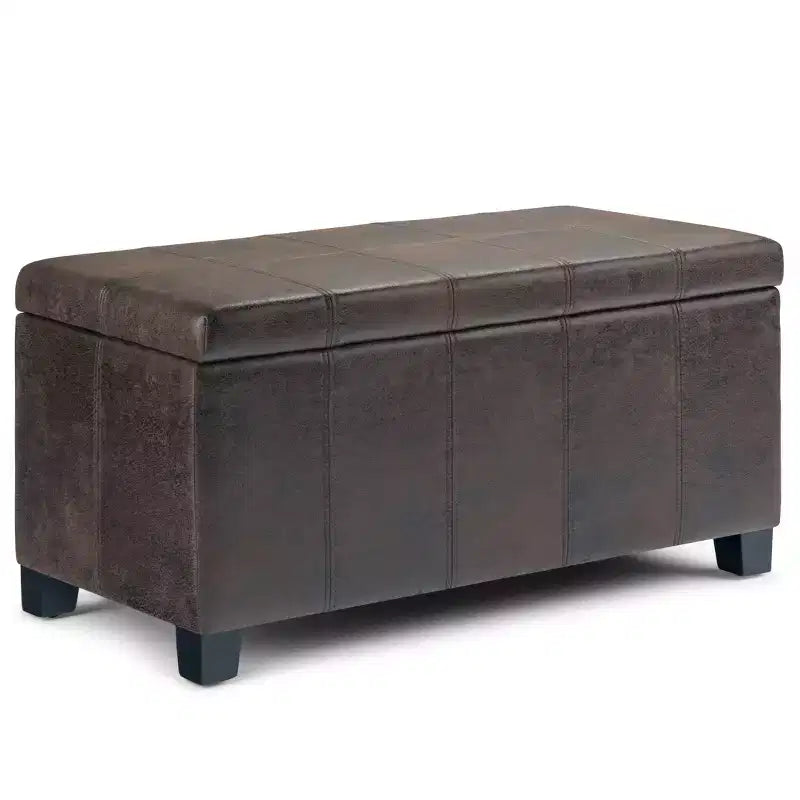 Okak Pouf Contenitore Rettangolare da 36" con Seduta Imbottita Larga, Panca da Fondo Letto con Struttura in Legno, Poggiapiedi Ottomano per Soggiorno