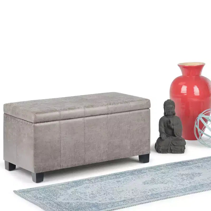 Okak Pouf Contenitore Rettangolare da 36" con Seduta Imbottita Larga, Panca da Fondo Letto con Struttura in Legno, Poggiapiedi Ottomano per Soggiorno