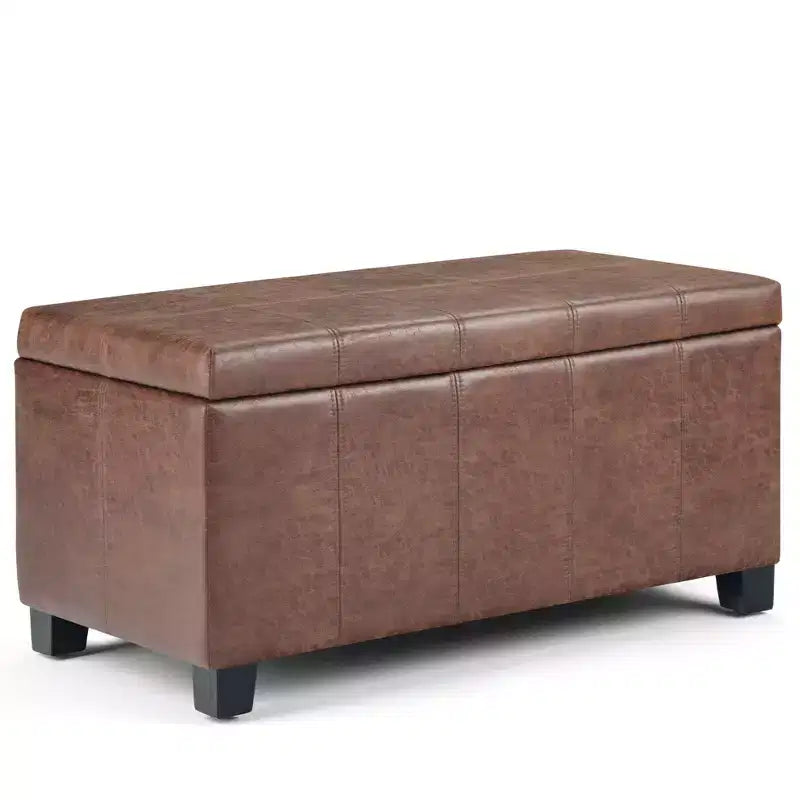 Okak Pouf Contenitore Rettangolare da 36" con Seduta Imbottita Larga, Panca da Fondo Letto con Struttura in Legno, Poggiapiedi Ottomano per Soggiorno