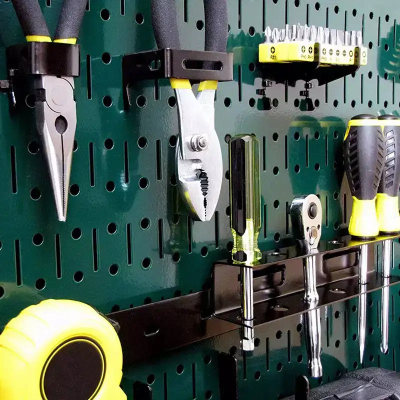 Kit organizzatore di attrezzi orizzontale in metallo a parete forata da 32 x 16 pollici con staffe di montaggio — Confezione da 3