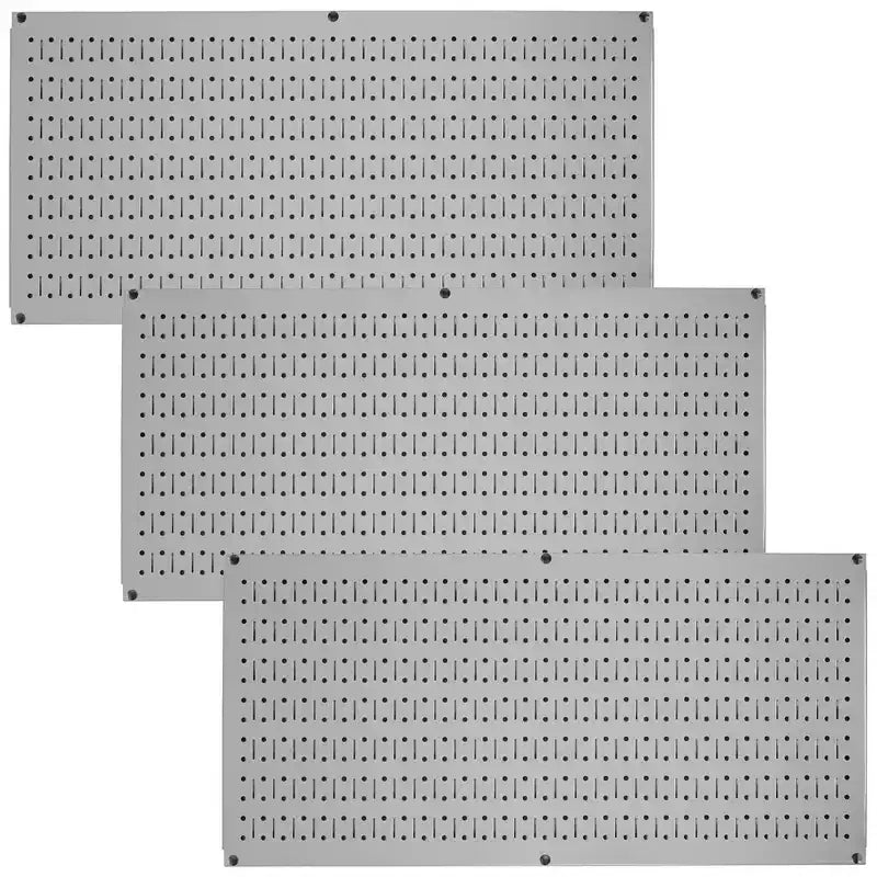 Kit organizzatore di attrezzi orizzontale in metallo a parete forata da 32 x 16 pollici con staffe di montaggio — Confezione da 3