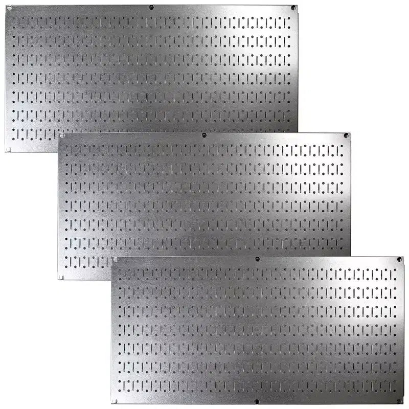 Kit organizzatore di attrezzi orizzontale in metallo a parete forata da 32 x 16 pollici con staffe di montaggio — Confezione da 3