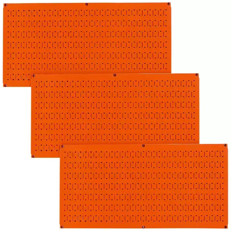 Kit organizzatore di attrezzi orizzontale in metallo a parete forata da 32 x 16 pollici con staffe di montaggio — Confezione da 3