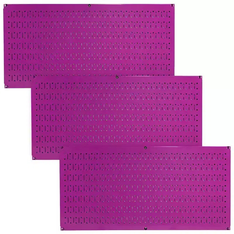 Kit organizzatore di attrezzi orizzontale in metallo a parete forata da 32 x 16 pollici con staffe di montaggio — Confezione da 3