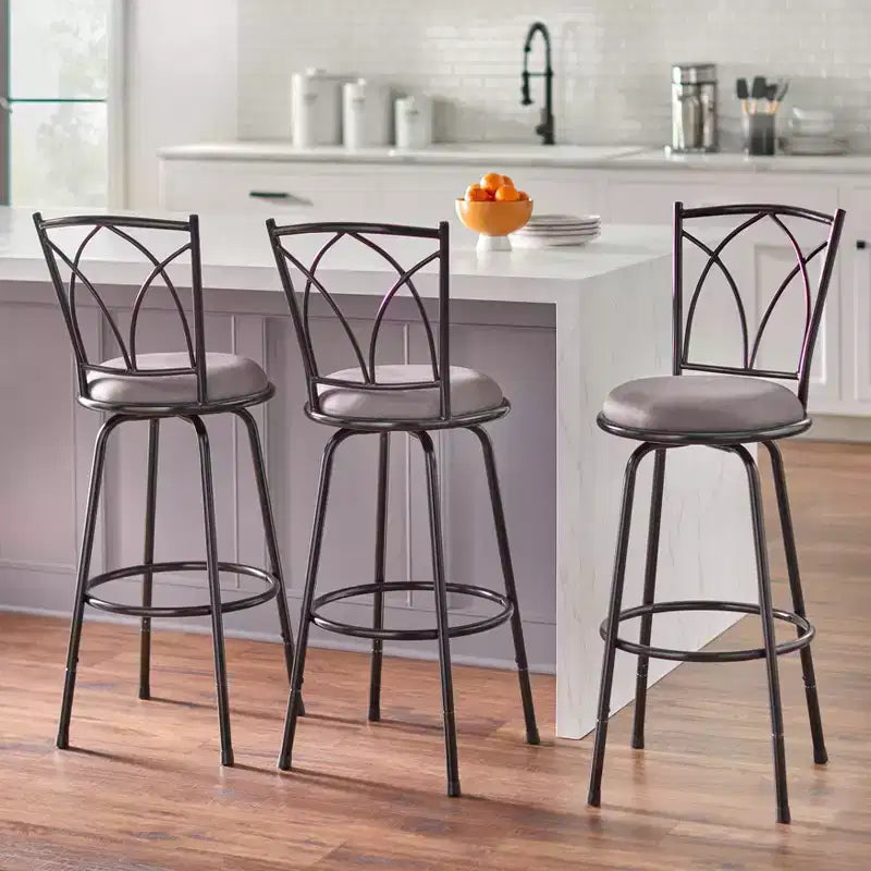 Set di 3 sgabelli da bar Delta regolabili in altezza Buylateral neri/grigi: Girevoli, Struttura in metallo, Microfibra