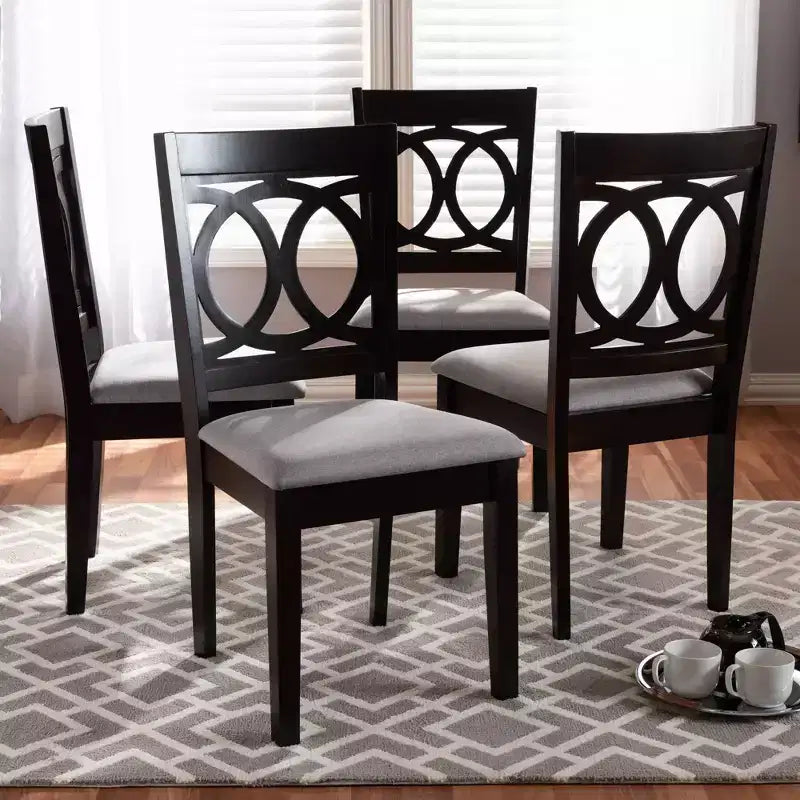 Set di 4 sedie da pranzo in legno rifinito Lenoir Grigio - Baxton Studio