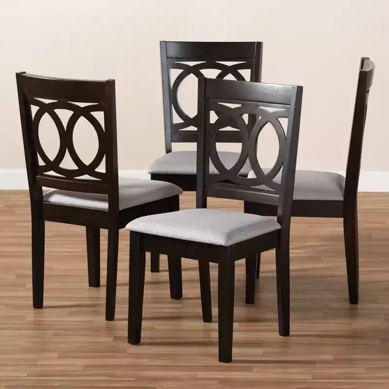Set di 4 sedie da pranzo in legno rifinito Lenoir Grigio - Baxton Studio