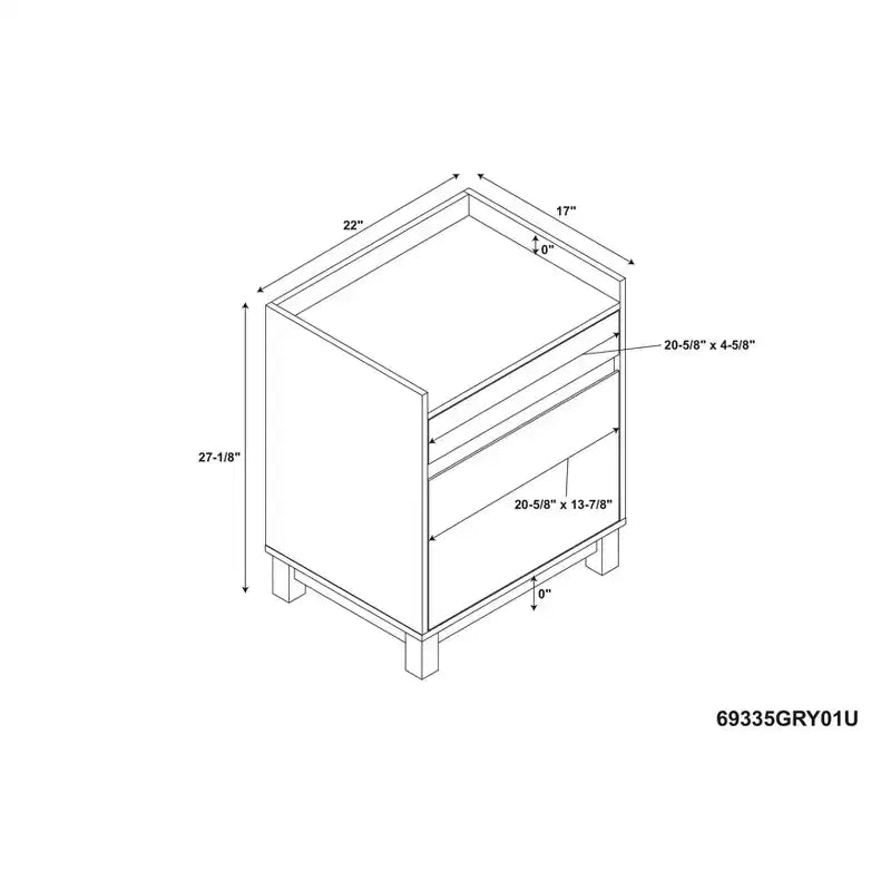 Classificatore a due cassetti, impiallacciatura in legno grigio