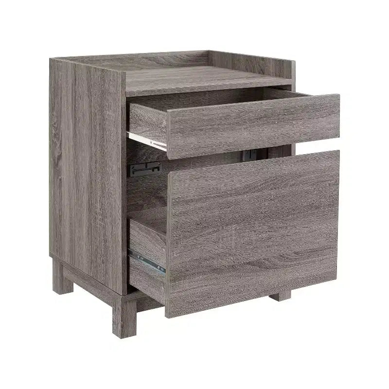Classificatore a due cassetti, impiallacciatura in legno grigio