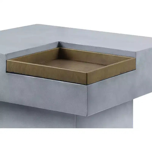 Tavolino da caffè Kailano da 31,5" con finitura grigio anticato - Acme Furniture: Base quadrata, vassoio rimovibile, piano in cemento