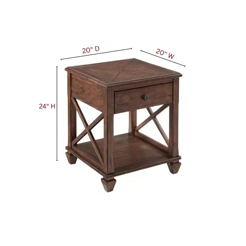 Tavolino con cassetto Bridgton Square in ciliegio - Alaterre Furniture
