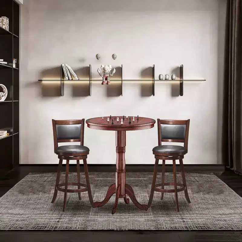 Set tavolo da pub Costway 3 pezzi, tavolo rotondo da 30'' altezza bar e 2 sgabelli girevoli da bar