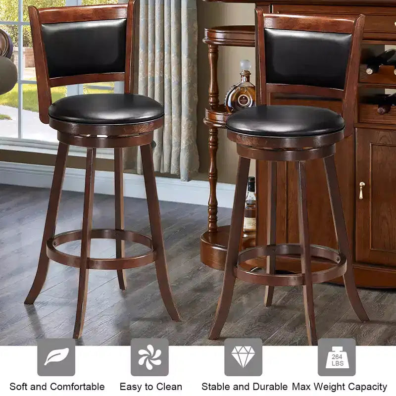Set tavolo da pub Costway 3 pezzi, tavolo rotondo da 30'' altezza bar e 2 sgabelli girevoli da bar
