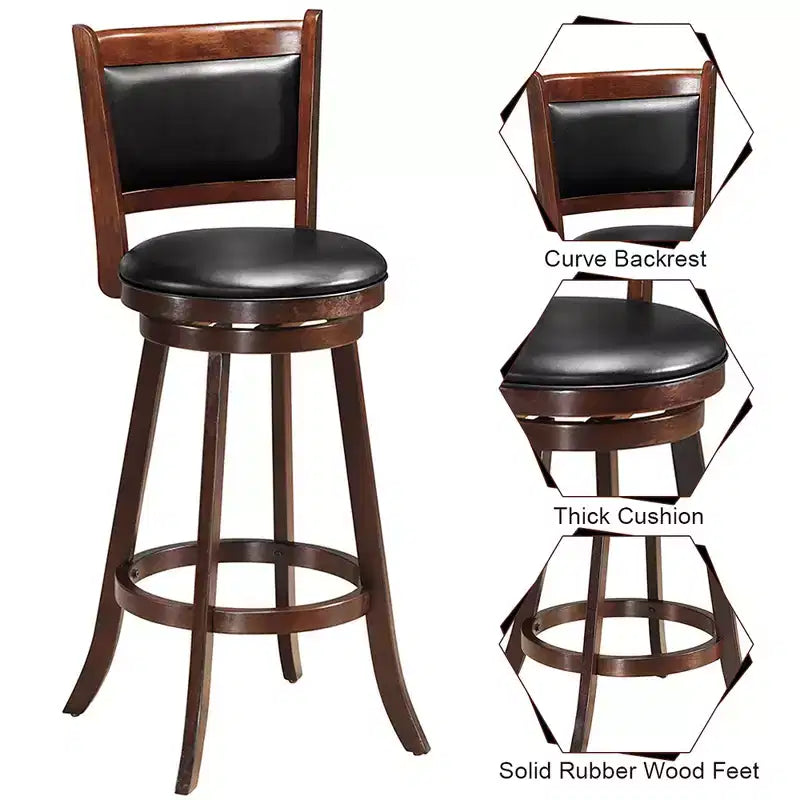 Set tavolo da pub Costway 3 pezzi, tavolo rotondo da 30'' altezza bar e 2 sgabelli girevoli da bar