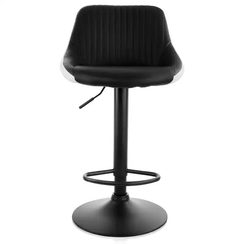 Set di 2 sgabelli da bar regolabili in altezza in similpelle – Bianco e nero con base nera
