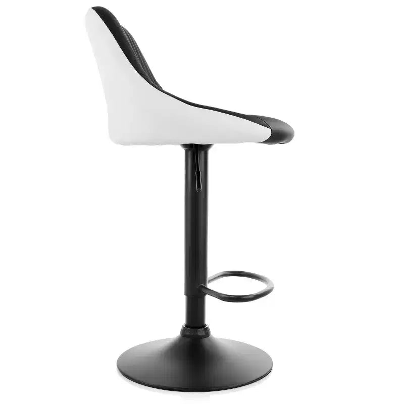 Set di 2 sgabelli da bar regolabili in altezza in similpelle – Bianco e nero con base nera
