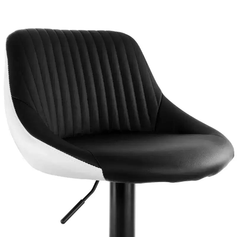 Set di 2 sgabelli da bar regolabili in altezza in similpelle – Bianco e nero con base nera