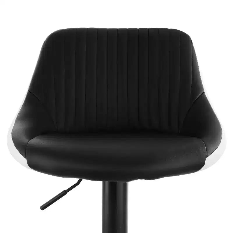 Set di 2 sgabelli da bar regolabili in altezza in similpelle – Bianco e nero con base nera