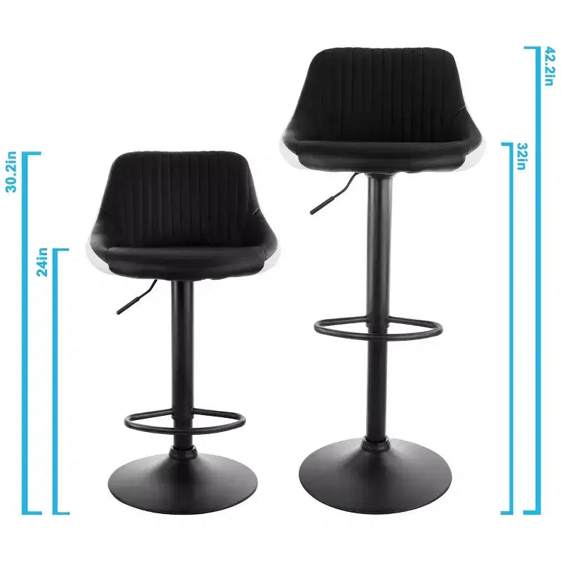 Set di 2 sgabelli da bar regolabili in altezza in similpelle – Bianco e nero con base nera