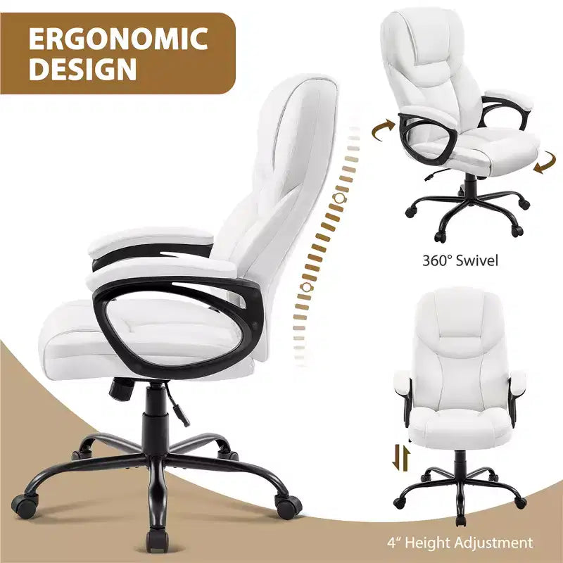 Sedia da ufficio direzionale in similpelle con schienale alto ergonomico