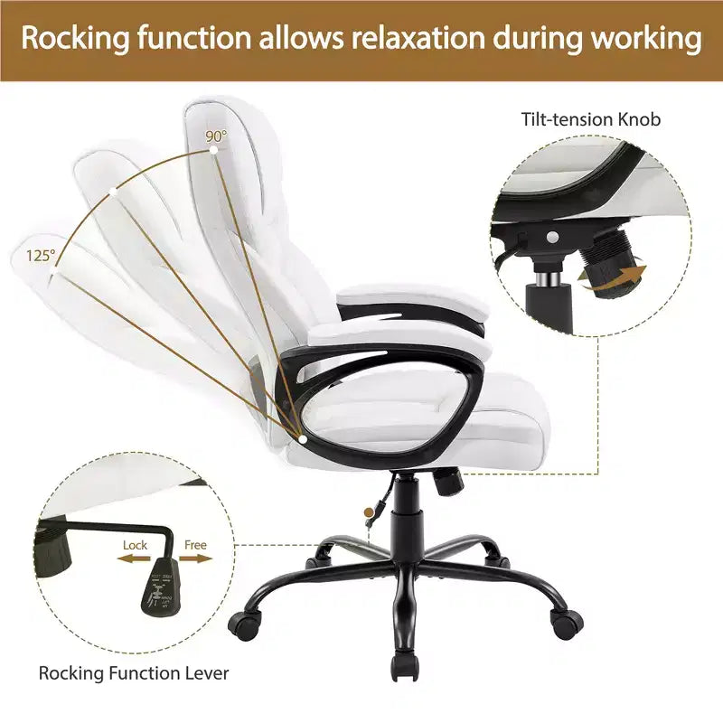 Sedia da ufficio direzionale in similpelle con schienale alto ergonomico