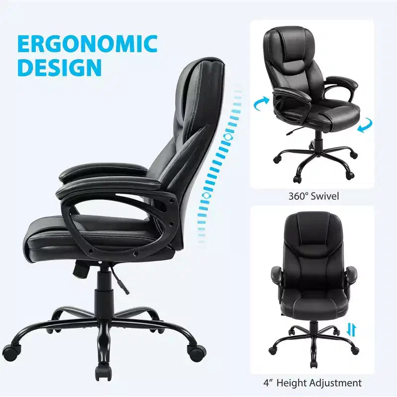 Sedia da ufficio direzionale in similpelle con schienale alto ergonomico