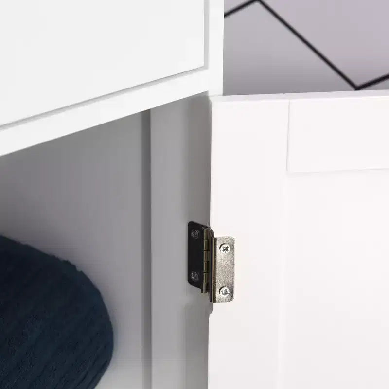 Mobiletto alto da bagno con anta in acrilico, cassetto e ripiani