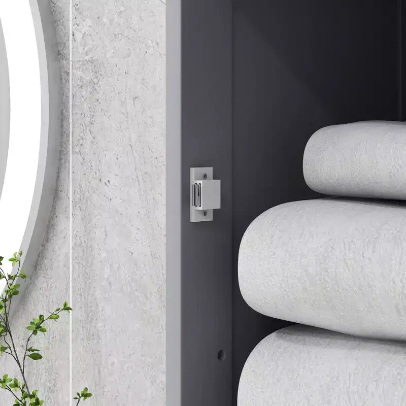 Mobiletto alto da bagno con anta in acrilico, cassetto e ripiani