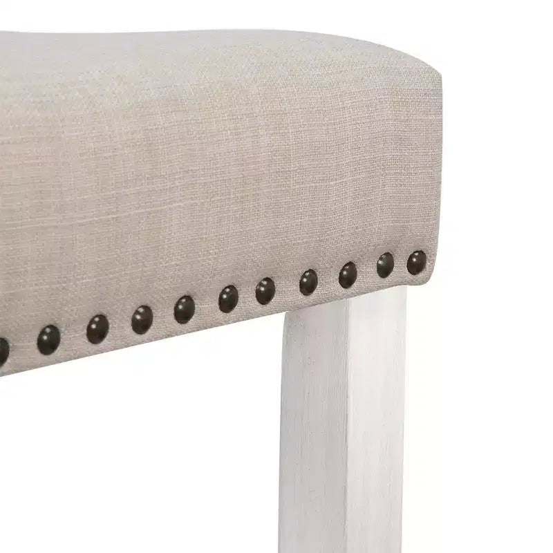 Sgabello da bar imbottito senza schienale a sella, 73,6 cm — Bianco antico/Beige