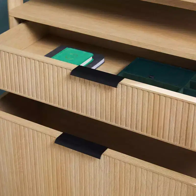 Libreria scanalata da 70 pollici con cassetti