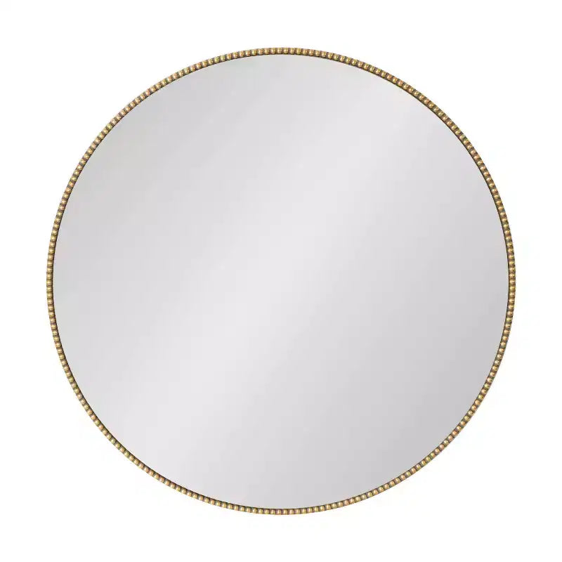 Specchio da parete rotondo con perline decorative - Oro