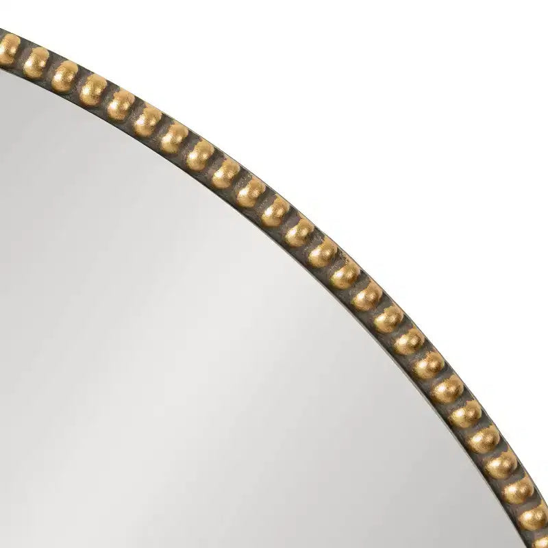 Specchio da parete rotondo con perline decorative - Oro