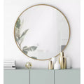 Specchio da parete rotondo con perline decorative - Oro